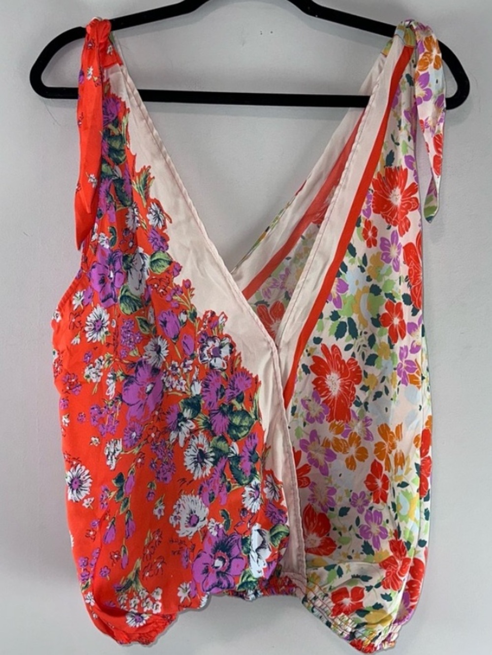 Free People Floral Mix Fiesta Silky Boho Tank with Adjustable Tied Shoulder - Picture 2 of 3